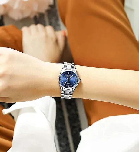 Miniatura 3 de CHENXI Reloj de pulsera de cuarzo para mujer, resistente al agua, de acero inoxidable, Blanco