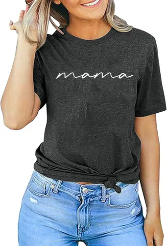 Miniatura 2 de ASTANFY Camiseta de manga corta para mujer con estampado de letras para mamá