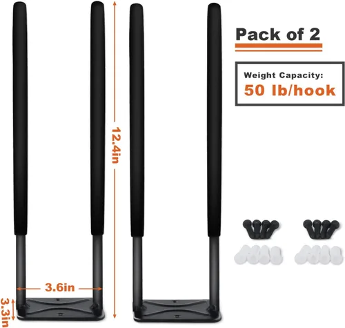 Miniatura 3 de Wallmaster Ganchos de garaje para montaje en pared, 2 ganchos de almacenamiento largos y resistentes para colgar neumáticos, sillas, escaleras