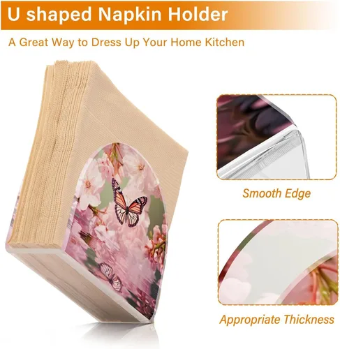 Miniatura 4 de Napkin Holder Streamside Butterfly Napkin Holders for Tables, Clear Acrylic Napkin Holders Cocktail Napkin Holder for Kitchen Restaurant Bar Home