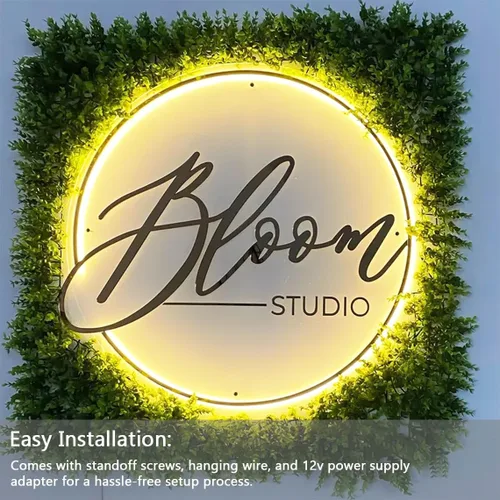 Miniatura 2 de Letrero de neón personalizado con logotipo de negocio, HancraStore - Letrero iluminado personalizado con luz de fondo, letrero de logotipo flotante