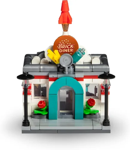 Brick Loot Mini City Diner Building Set, 234 Piece Modular Restaurant Brick Toy, Collectible Mini City Building, Compatible with Major Brick Brands,
