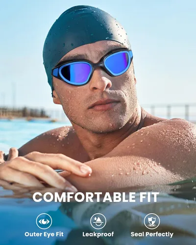 Miniatura 2 de Freela Gafas de natación polarizadas unisex para adultos, protección UV400, antivaho de 180° de ancho, visión clara para hombres, mujeres y jóvenes
