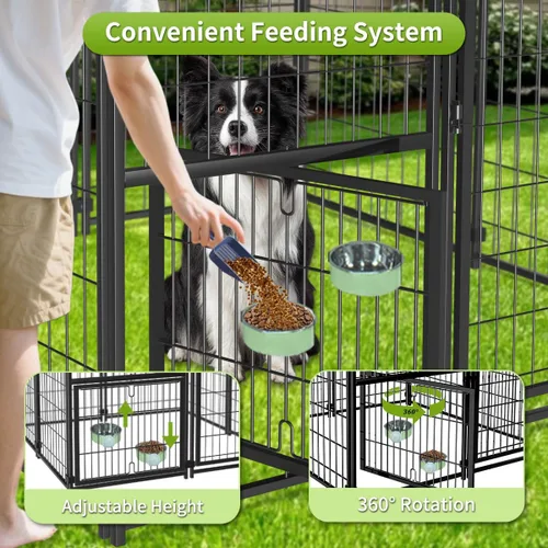 Miniatura 2 de Perrera resistente para perros al aire libre, perreras cubiertas exteriores con techo, 4 x 4.2 x 4.5 pies, puerta de comedero ajustable para perros