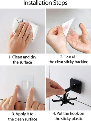Miniatura 4 de Ganchos Portautensilios Colgantes Soporte para Utensilios de Cocina Gancho para Pared Montaje con Rotación de 360 Grados Gancho Plegable