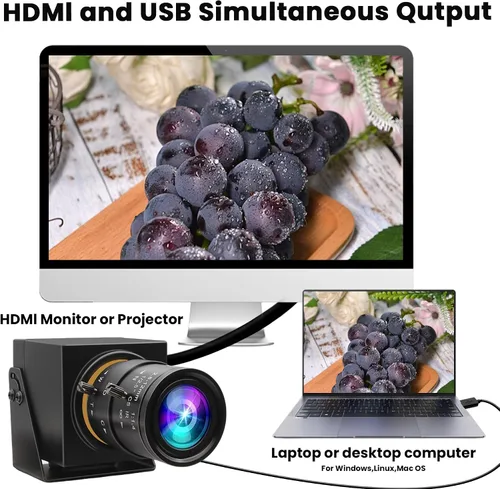 Miniatura 2 de ELP Cámara web HDMI 4K USB3.0 - 60fps, 8MP, lente de zoom 4X (0.110-0.472 in), primer plano, H.264, telescopio, CCTV industrial