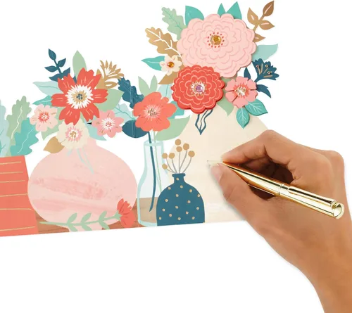 Miniatura 6 de Hallmark Tarjeta en blanco de firma (exhibición de flores plegadas de acordeón) para cumpleaños, pensando en ti, gracias, aniversario, todas