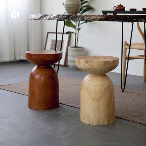 Miniatura 2 de Mesa auxiliar, mesa auxiliar redonda escandinava de madera, mesa auxiliar con pedestal para sala de estar, 1 mesa, color negro de 12.5 pulgadas