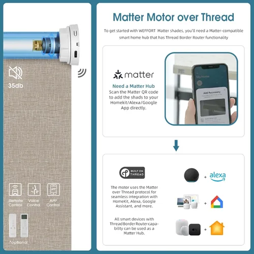 Miniatura 6 de Cortinas enrollables inteligentes de filtrado de luz motorizadas compatibles con HomeKit, persianas inteligentes para ventanas con 1% de apertura