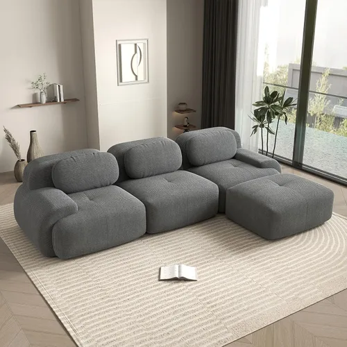 Miniatura 118 de Sofá biplaza moderno de 80 pulgadas para sala de estar, sofá de pana en forma de nube con asiento profundo, sofá modular negro, sofás de dos plazas