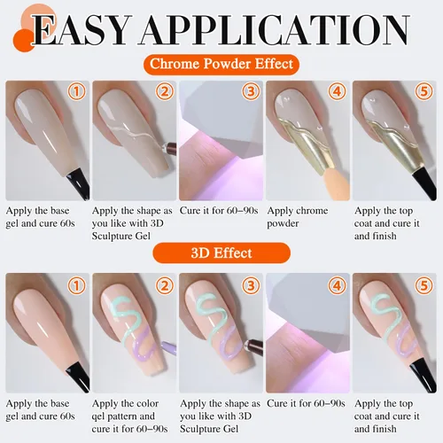Miniatura 8 de Double Rhythm Gel de Uñas 3D de 0.5 Oz, Gel de Arte para Uñas, Gel de Escultura Sin Limpieza, Esmalte en Gel para Diseños de Uñas, Arte de Uñas DIY