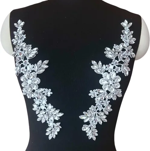 Miniatura 8 de Disfraces de encaje con apliques de cuentas Parches de diamantes de imitación de vidrio blanco Cristales Diseñador DIY Prendas de costura Escenario
