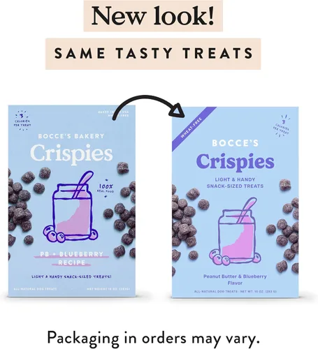 Miniatura 2 de Bocce's Bakery PB + Blueberry Crispies Golosinas para Perros Bajas en Calorías Sin Trigo, 10 oz