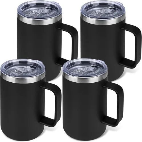 Miniatura 21 de Taza de café aislada de 22 onzas con asa y tapa a prueba de fugas, vaso de viaje de acero inoxidable de doble pared para viajes, oficina, hogar