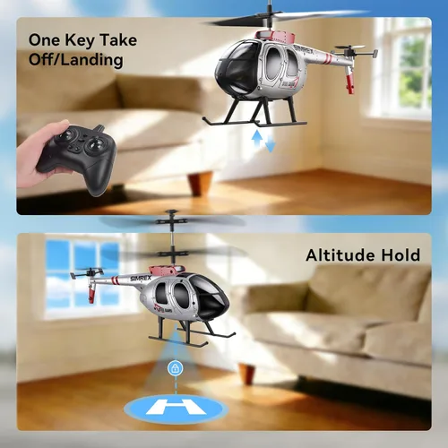 Miniatura 5 de SIMREX Helicóptero RC, Juguete de Helicóptero a Control Remoto para Niños y Principiantes, Retención de Altitud, 2 Velocidades, 2 Baterías, Regalo