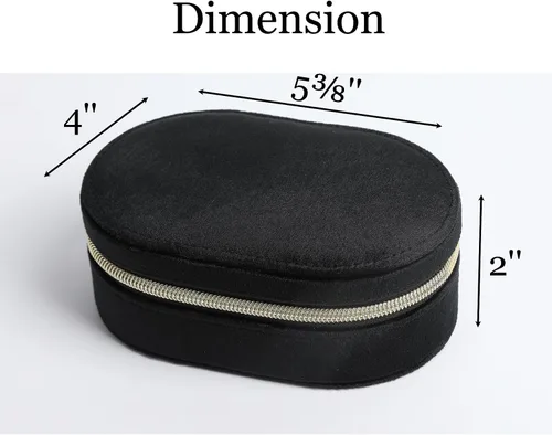 Miniatura 3 de Changsuo Joyero de terciopelo de felpa para viajes, pequeño joyero para mujeres, organizador de viaje de joyería (ébano)