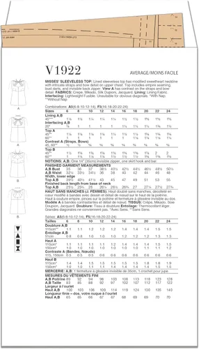 Miniatura 2 de Vogue - Kit de patrón de costura sin mangas, código de diseño V1922, tallas 6-8-10-12-14