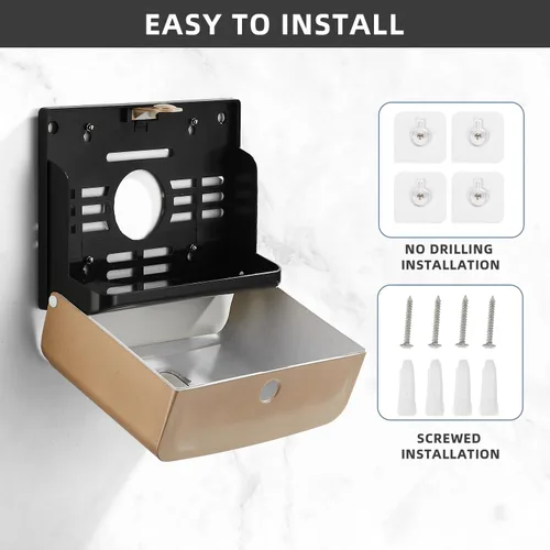 Miniatura 7 de Dispensadores de toallas de papel para montaje en pared: soporte para toallas de papel multidobladas en Z, instalación sin perforación, dispensador