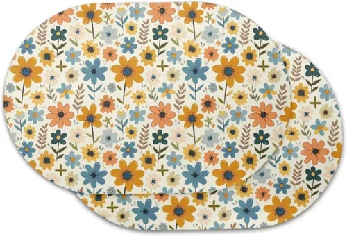 Miniatura 46 de Blue Flower Dining Table Mats Set of 2 Hummingbird Heat Resistant Placemats Washable and Wipeable Non Slip Place Mat, Waterproof Modern Dining Table