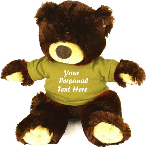 Miniatura 18 de Plushland Oso de peluche Noah de chocolate de 12 pulgadas, regalo personalizado, texto personalizado en la camisa, gran regalo para el día