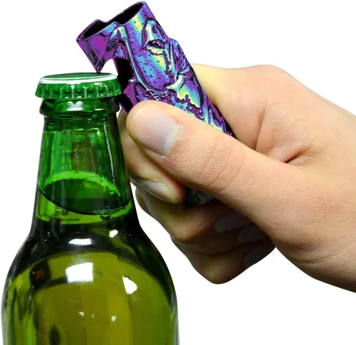 Miniatura 3 de Funda de metal iridiscente para encendedores BIC, protector de encendedor y abrebotellas - Biker