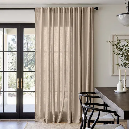 Miniatura 36 de JINCHAN Cortinas de lino de 108 pulgadas de largo, juego de 2 paneles, cortinas de ventana para sala de estar y dormitorio, cortinas