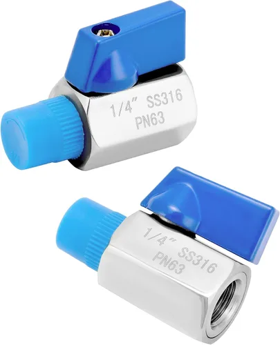 Miniatura 2 de QWORK Mini válvula de bola de 1/4 de pulgada de acero inoxidable 316, hembra x macho NPT válvula de cierre de rosca, mango de cuarto de vuelta