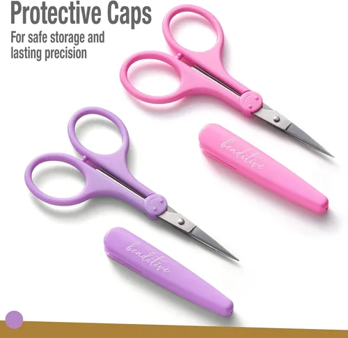 Miniatura 7 de Beaditive Juego de tijeras para detalles de alta precisión (2 piezas) puntas afiladas y finas, corte de papel, álbumes de recortes, costura, PASTEL
