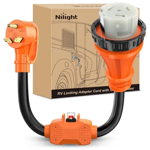 Miniatura 23 de Nilight - 50033R Adaptador de enchufe RV de 18 pulgadas, 50 amperios a 30 amperios, adaptador eléctrico de Dogbone de alta resistencia con mango 115G