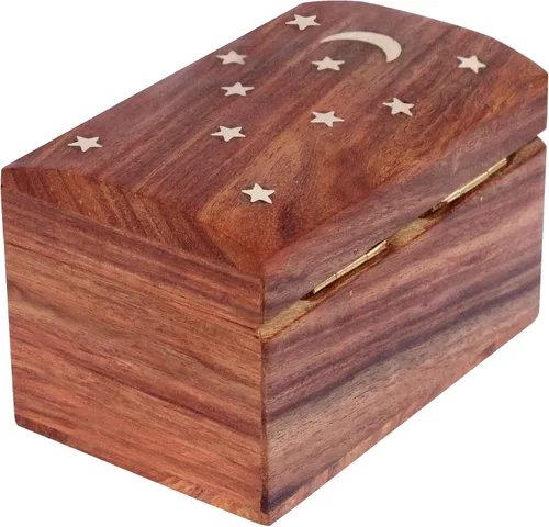 Miniatura 4 de ITOS365 Joyero de madera hecho a mano para mujer, organizador de joyas tallado a mano, Madera