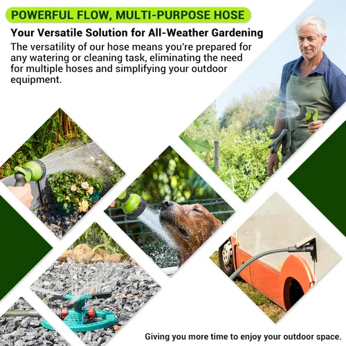 Miniatura 5 de Manguera de jardín no expandible de 100 pies, manguera de agua resistente para grandes propiedades y alcance extendido, diámetro interior de 1/2