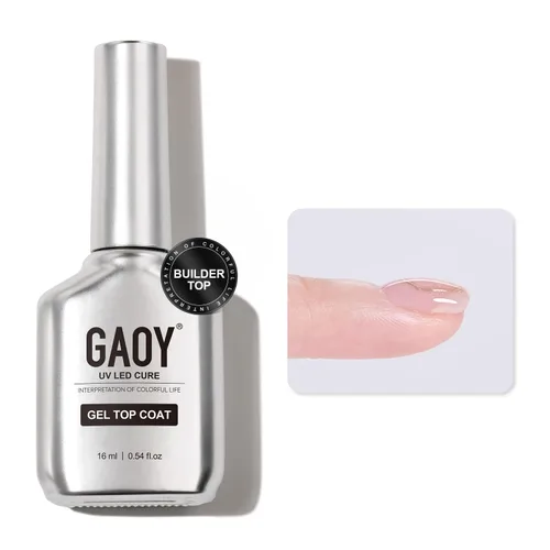 Miniatura 11 de GAOY Juego de 2 capas base y capa base de gel vidrioso de 0.6 fl oz, combinación de base para esmalte de uñas curado con luz UV Capa superior de gel