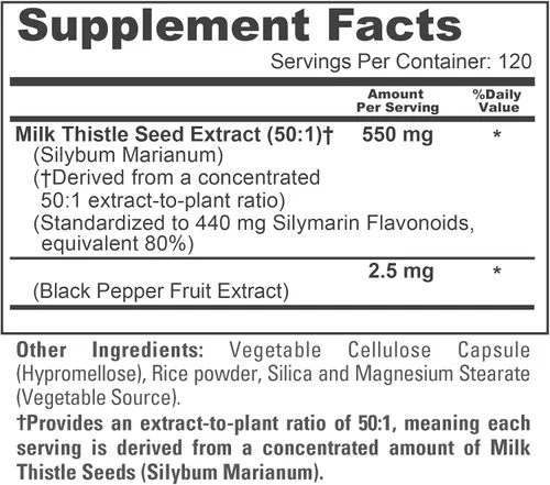 Miniatura 4 de NusaPure Cápsulas de cardo mariano, 550 mg, 120 cápsulas vegetales (sin OMG, veganas)