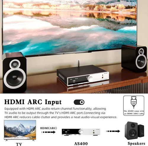 Miniatura 8 de S.M.S.L AS400 Amplificador de Potencia DAC Amplificador de Auriculares 165W x2 2.1 Canal MA5332MS MM Amplificador Phono Bluetooth 5.1 CS43131 MQA CD