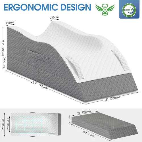 Miniatura 2 de Almohadas de elevación TranquilRelax para piernas después de la cirugía, almohada de espuma viscoelástica ajustable con cuña para piernas para Gris