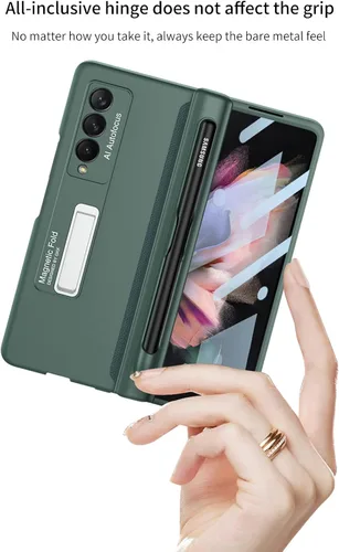 Miniatura 7 de Funda protectora de pantalla para Samsung Galaxy Z Fold 3 de 0.18 oz, protección completa de 360 grados, con protector de pantalla de vidrio Negro