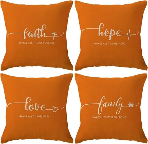 Miniatura 15 de Fundas de almohada inspiradoras con texto inspirador, fe, esperanza, amor, familia, fundas de almohada decorativas de 18 x 18 pulgadas, fundas