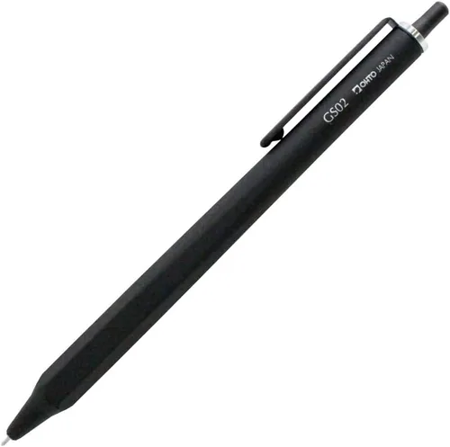 Bolígrafo de gel OHTO GS02, punta retráctil de aguja de 0.5mm de punta fina, cañón negro, tinta de gel negra de secado ultrarrápido, cuerpo híbrido