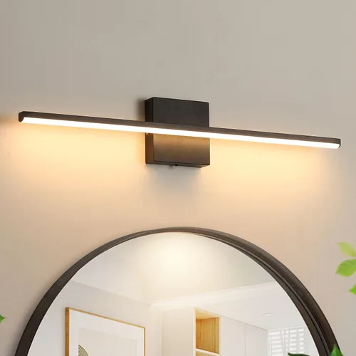 Lámpara de tocador de baño moderna de 24 pulgadas, lámpara de baño negra de 18W sobre espejo, aplique de pared LED regulable de 5CCT para espejo del