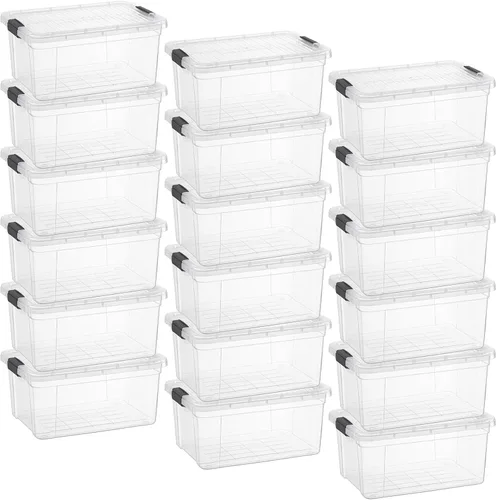 Miniatura 33 de Superio - Cajas de almacenamiento pequeñas planas transparentes con tapas, contenedores de plástico de 4.5 cuartos de galón para organizar, cajas