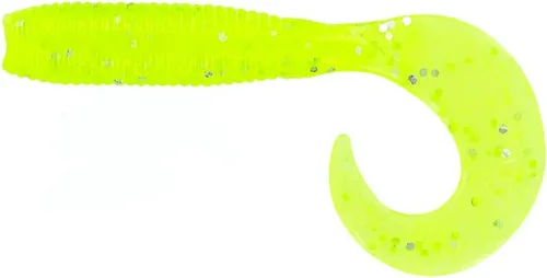 Yamamoto 5 Señuelos Single Tail Grub Swimbait de Plástico Suave para Pesca Deportiva con Acción de Rizado de Cola - Paquete de 20 CHARTREUSE CON