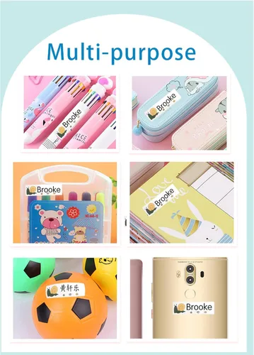 Miniatura 6 de jifu Sello personal con nombre personalizado para ropa de niños, sellos de firma para firmar nombre (120 calcomanías, 1 unidad)