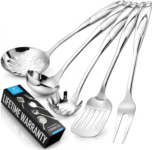 Zulay Kitchen Utensilios de cocina de acero inoxidable, utensilios de cocina de acero inoxidable, accesorios de cocina duraderos, accesorios de