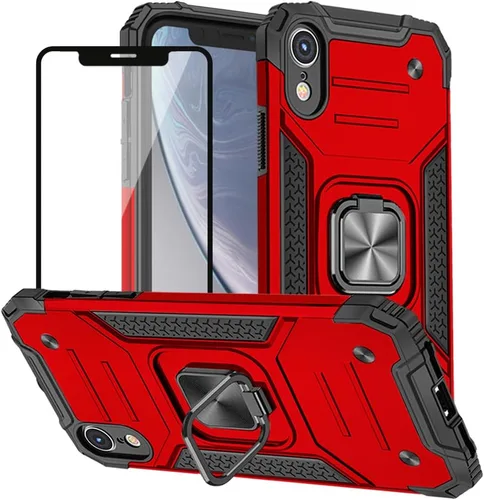 Miniatura 9 de HNHYGETE Funda para iPhone XR con protector de pantalla: (resistente) grado militar giratorio de 360° con función atril a prueba de golpes
