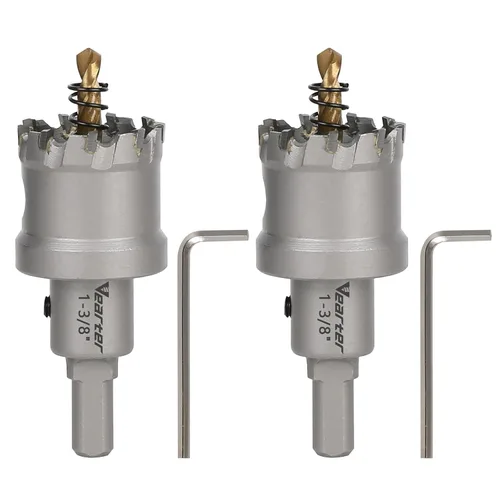 Miniatura 21 de Sierra perforadora de carburo de 1-1/2 pulgadas (1.496 in) para metal duro, cortador de agujeros con punta de carburo de tungsteno con broca piloto