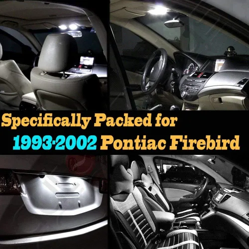 Miniatura 2 de Paquete de 12 luces LED para interior de automóvil, color blanco superblanco, 6000K, compatible con Pontiac Firebird 1993-2002