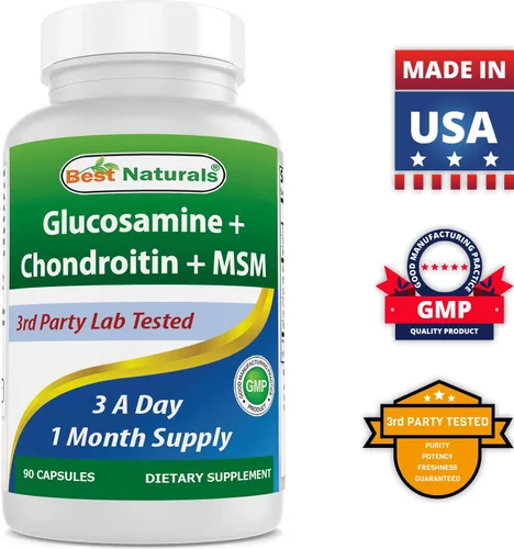 Miniatura 7 de Best Naturals, Suplementos MSM de glucosamina condroitina, 2600 mg por porción, 90 cápsulas (90 unidades (paquete de 3))