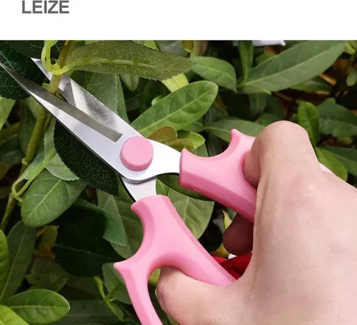 Miniatura 3 de Leize Tijeras de flores, tijeras florales de acero inoxidable grueso de alta calidad, podadora fuerte para flores, ramas y hojas (rosa delgada)
