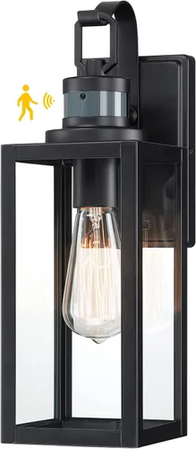 Miniatura 13 de Pia Ricco Luces de Pared Exteriores, Luminaria Exterior Negra Mate con Pantalla de Vidrio Transparente, Iluminación Impermeable para Porche Frontal