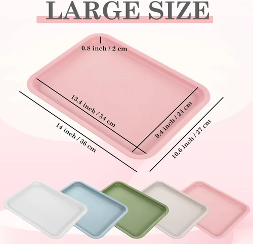 Miniatura 2 de Uiifan 20 bandejas de plástico grueso para cafetería, bandejas de servicio de comida rápida, bandejas rectangulares a granel, para restaurante